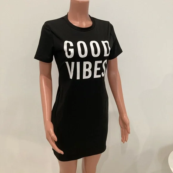 good vibes t shirt dress Positive Vibes T-Shirt Dress - Blue